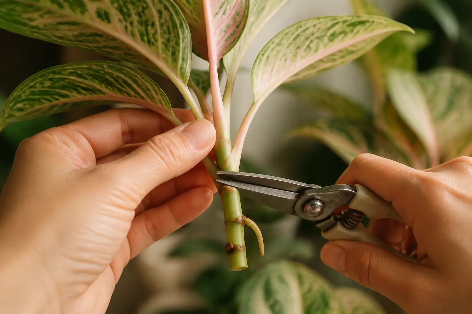 Aglaonema propagation — stem cutting method
