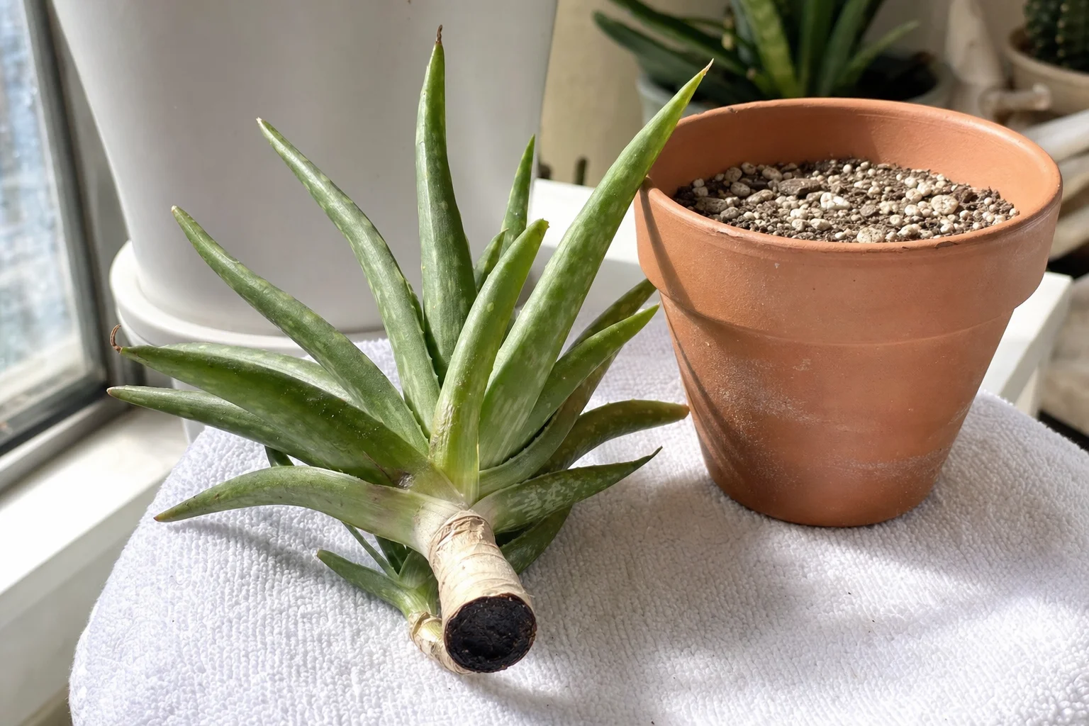 Aloe Vera propagation — stem cuttings (for leggy plants)