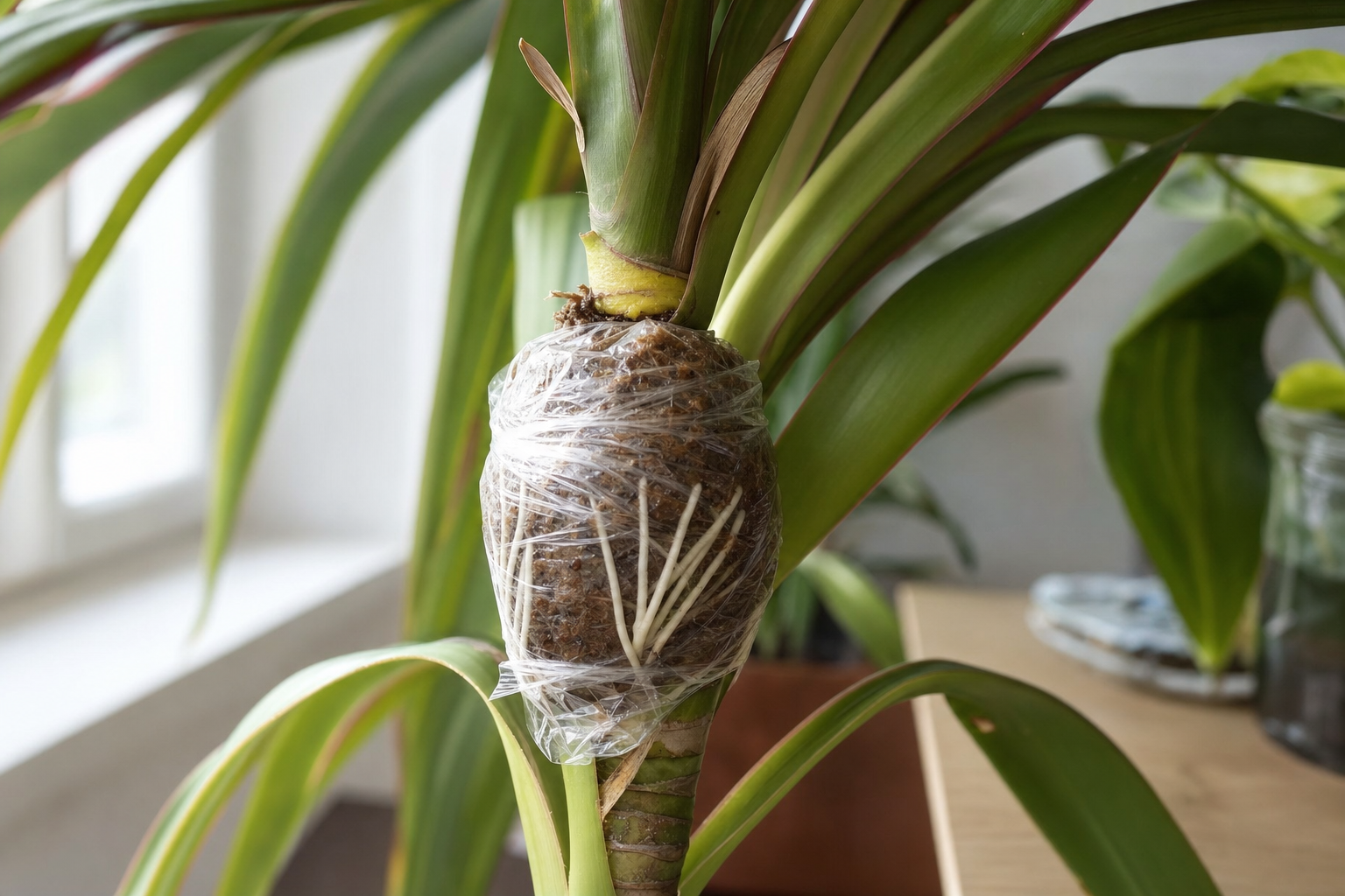 Dracaena propagation — air layering (for preserving the parent's shape)