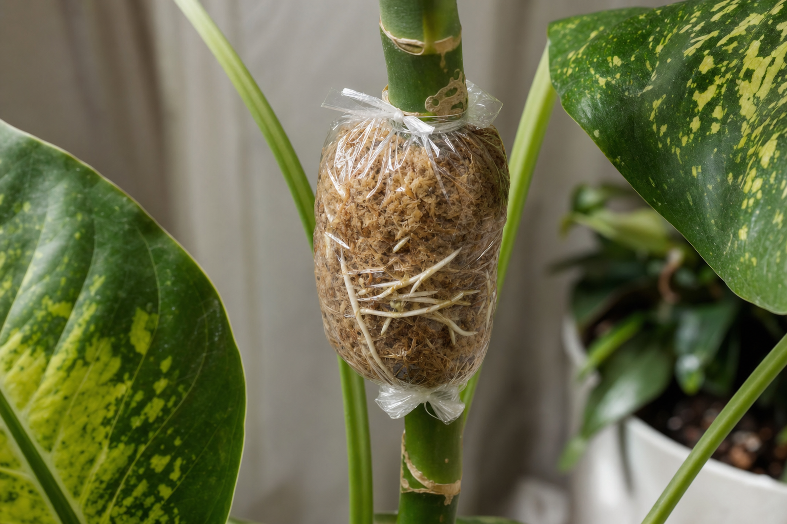 Dumb Cane propagation — air layering (for preserving parent shape)