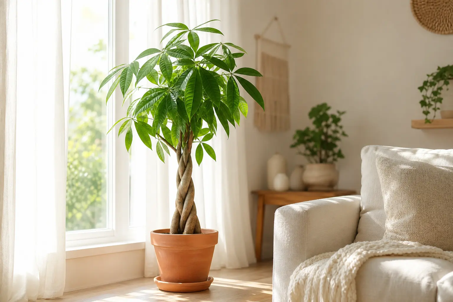 Money Tree light care — placed near a bright window for indirect light