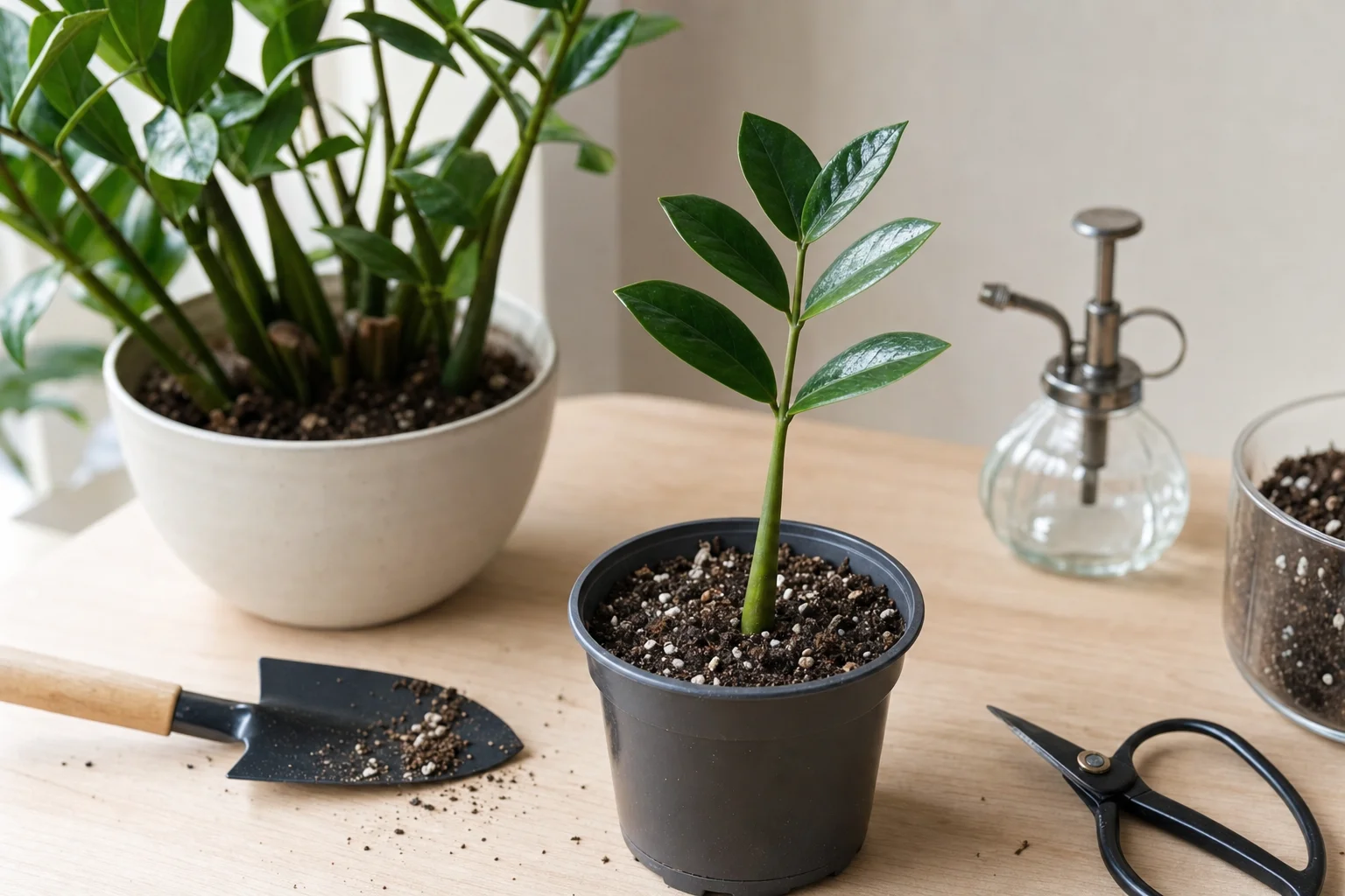ZZ Plant propagation — stem cutting in soil
